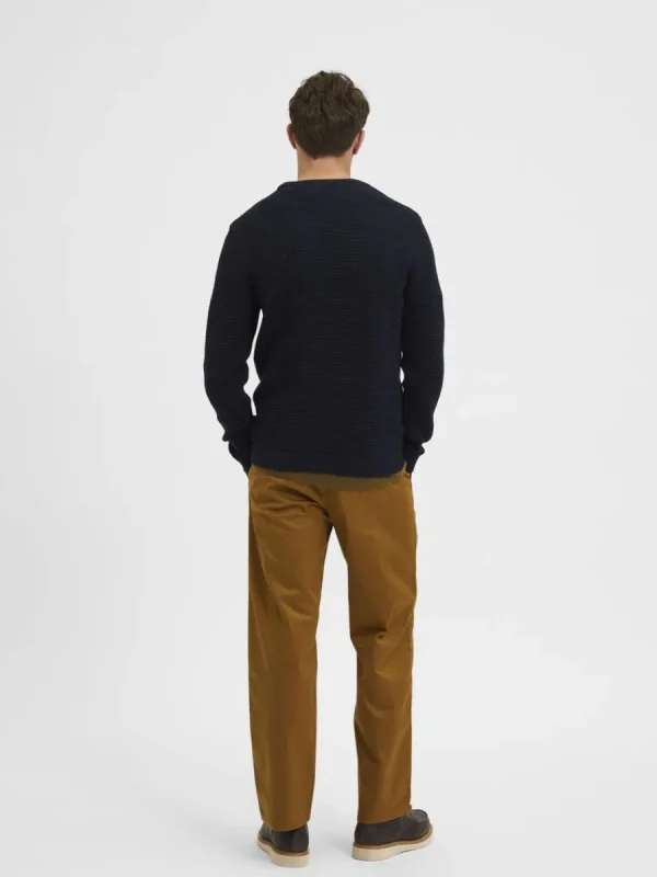 SELECTED RUNDRINGAD STICKAD TRÖJA Blue Cheap