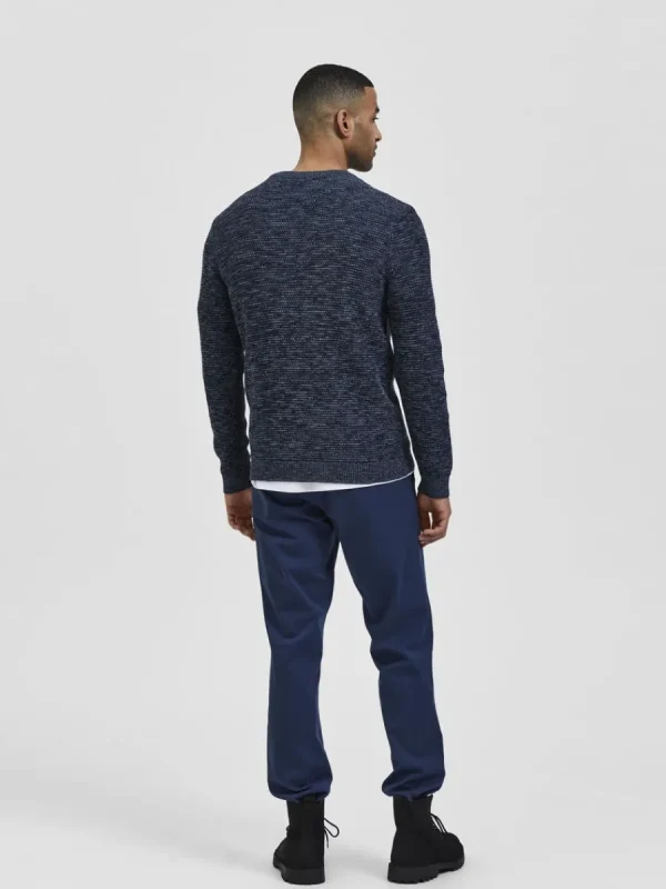SELECTED RUNDRINGAD STICKAD TRÖJA Blue New