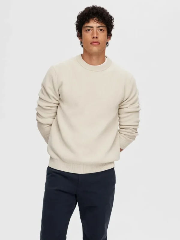 SELECTED RUNDRINGAD TRÖJA Beige Clearance