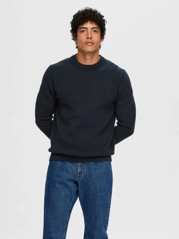 SELECTED RUNDRINGAD TRÖJA Blue Clearance