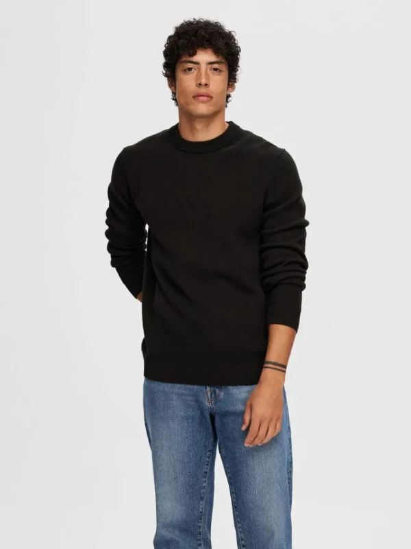 SELECTED RUNDRINGAD TRÖJA Black Cheap