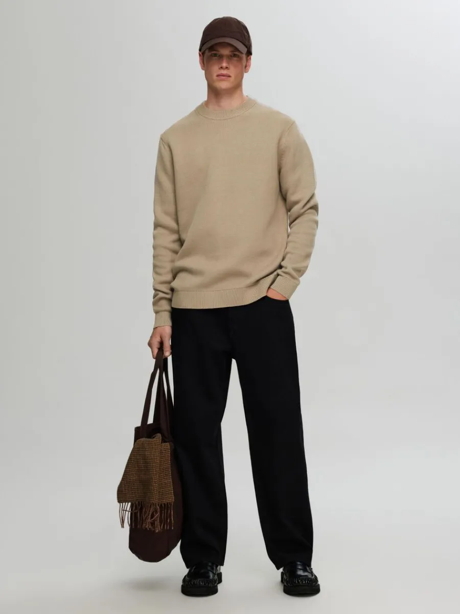 rundringad_trja_1.webp SELECTED RUNDRINGAD TRÖJA Brown Fashion