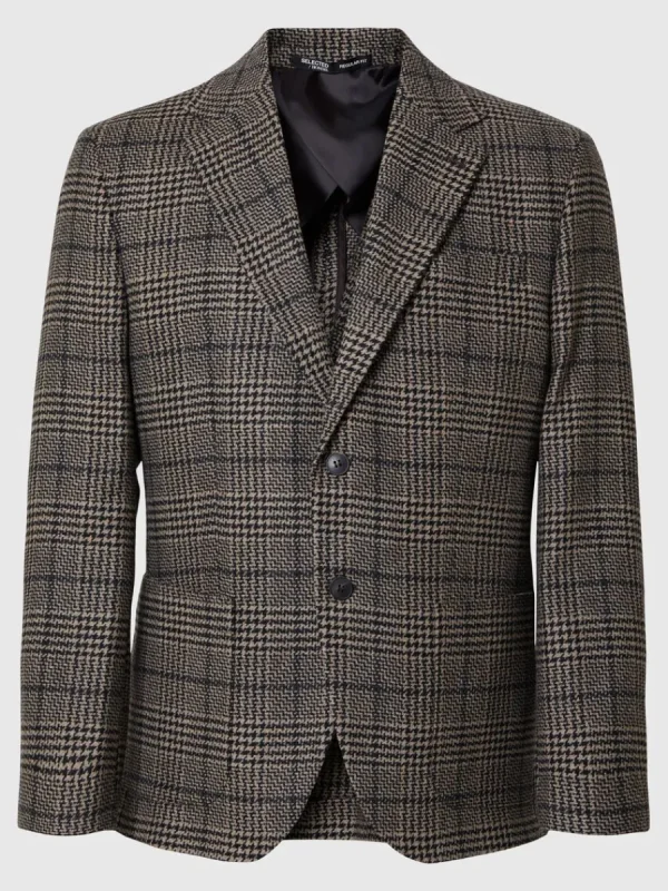 SELECTED RUTIG ENKELKNÄPPT KAVAJ Brown Clearance