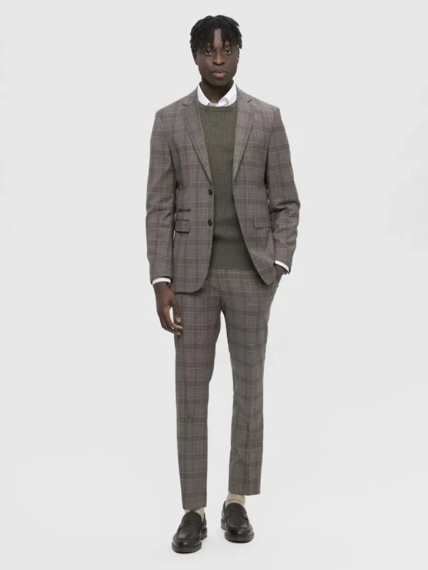 SELECTED RUTIG ENKELKNÄPPT KAVAJ Brown Fashion