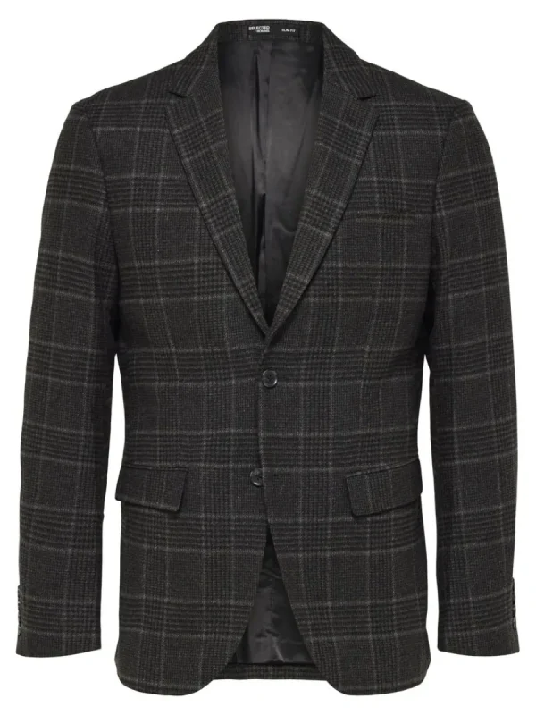 SELECTED RUTIG ENKELKNÄPPT KAVAJ Grey Best