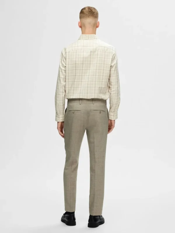 SELECTED RUTIG OINSTOPPAD LÅNGÄRMAD SKJORTA Beige Store