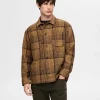 SELECTED RUTIG ÖVERSKJORTA Brown Shop