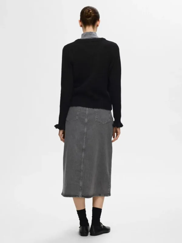 SELECTED RYNKADE ÄRMAR STICKAD TRÖJA Black Store