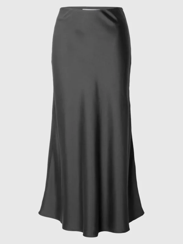 SELECTED SATIN MAXIKJOL Grey Shop