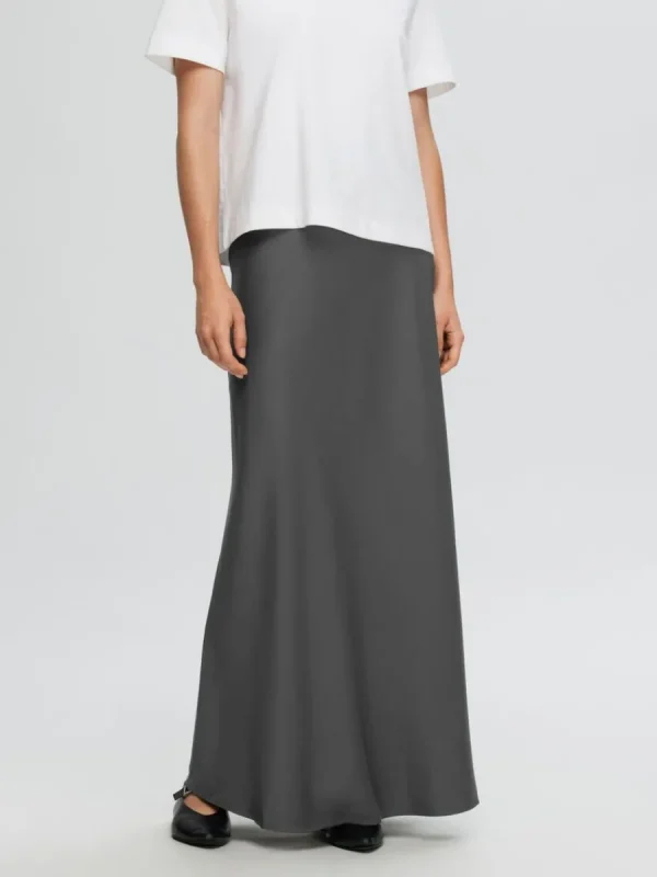 SELECTED SATIN MAXIKJOL Grey Shop