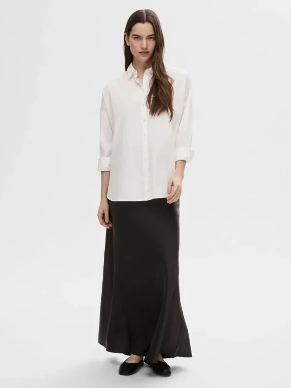 SELECTED SATIN MAXIKJOL Black Fashion