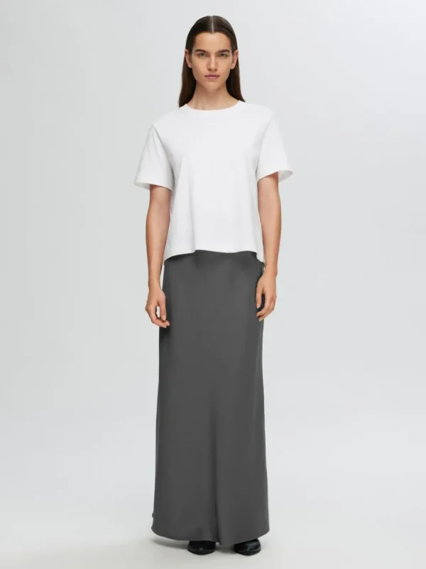 SELECTED SATIN MAXIKJOL Grey Shop