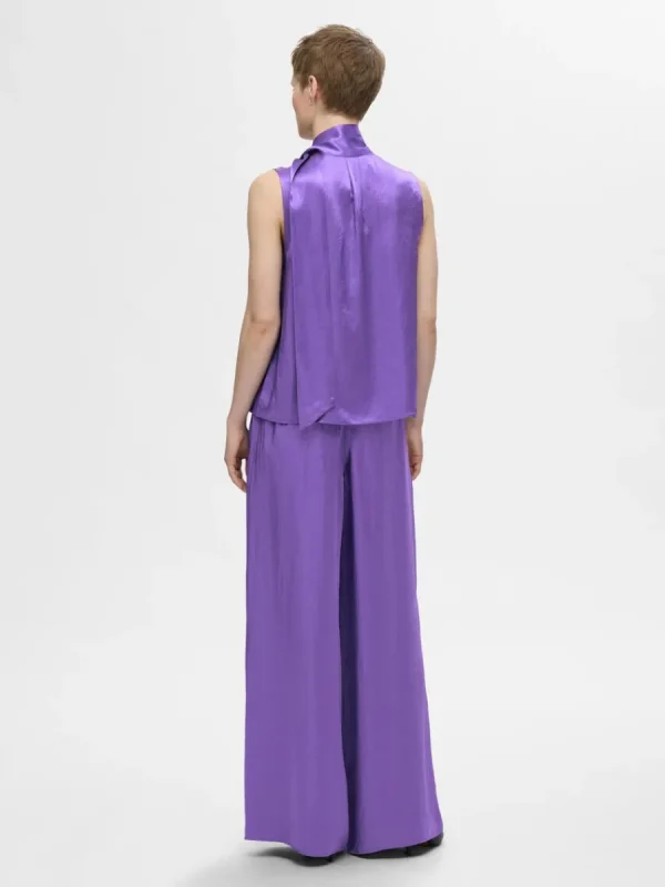 SELECTED SATIN MED ROSETT I HALSEN TOPP Purple Best