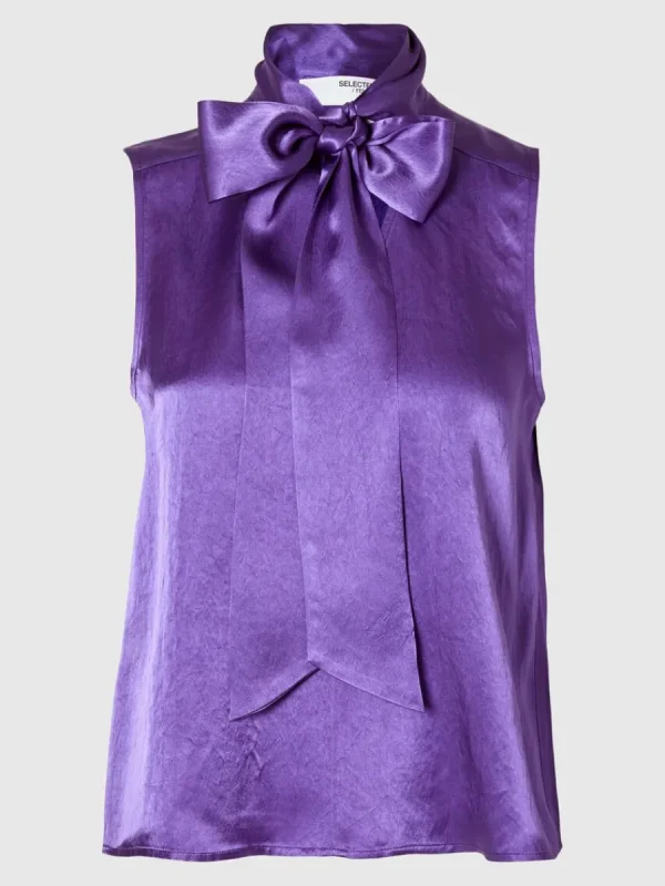SELECTED SATIN MED ROSETT I HALSEN TOPP Purple Best