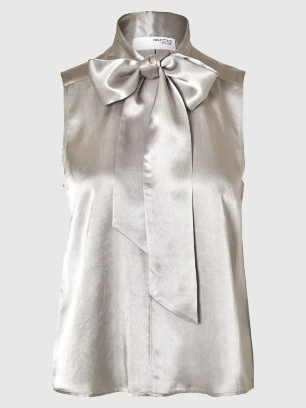 SELECTED SATIN MED ROSETT I HALSEN TOPP Silver Best Sale