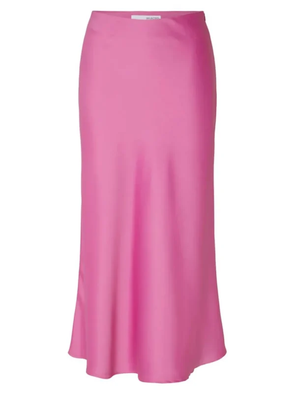 SELECTED SATIN MIDIKJOL Pink New