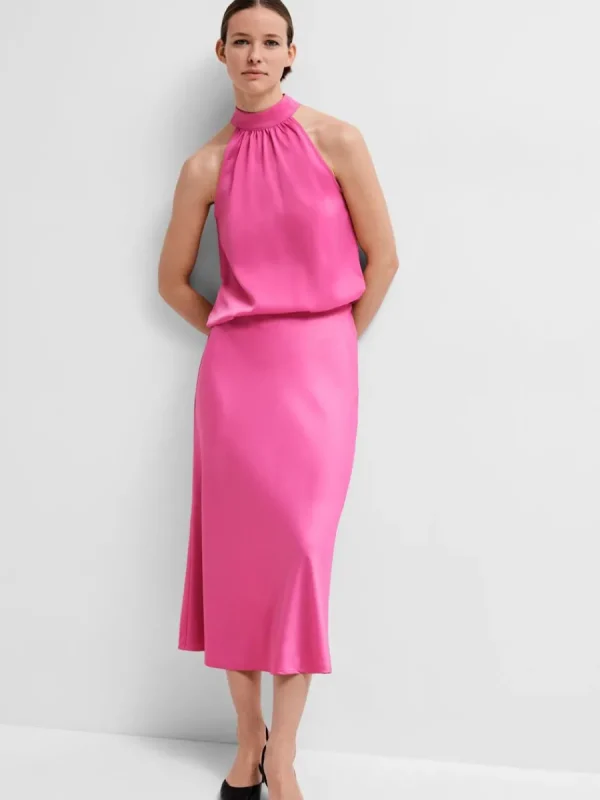 SELECTED SATIN MIDIKJOL Pink New