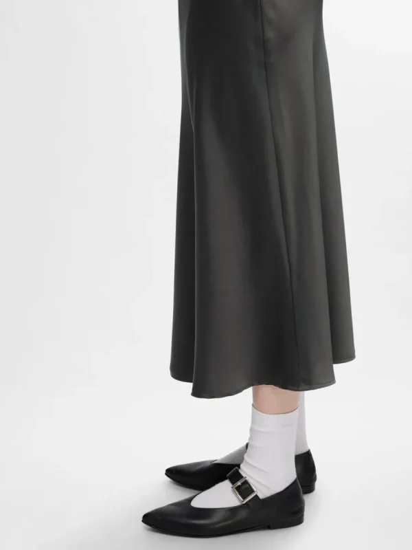 SELECTED SATIN MIDIKJOL Grey Cheap