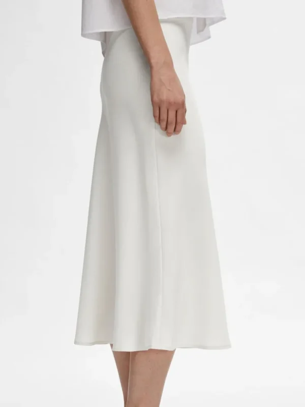 SELECTED SATIN MIDIKJOL Beige Store
