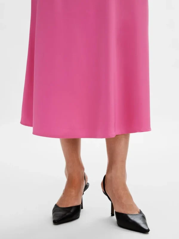 SELECTED SATIN MIDIKJOL Pink New