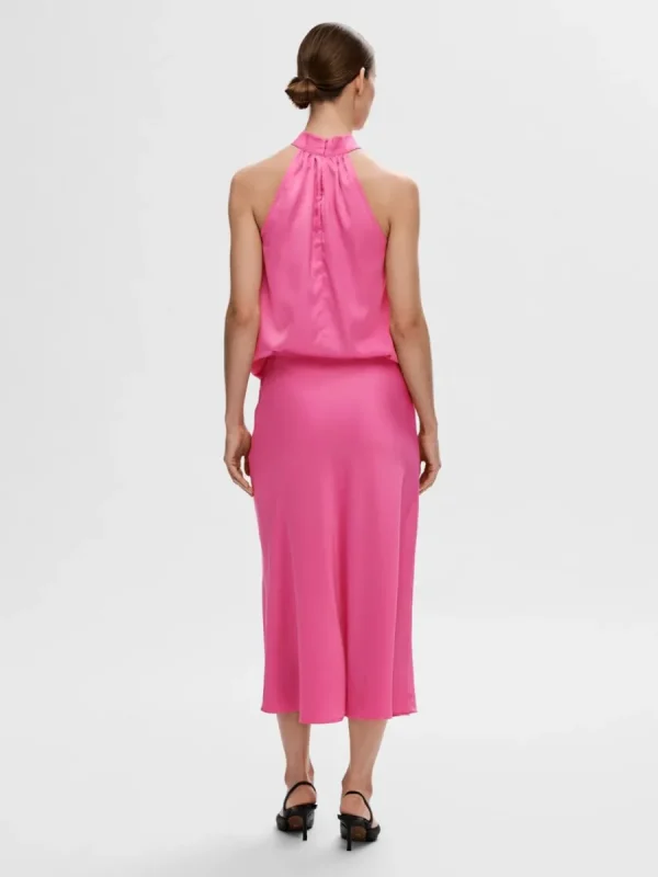 SELECTED SATIN MIDIKJOL Pink New