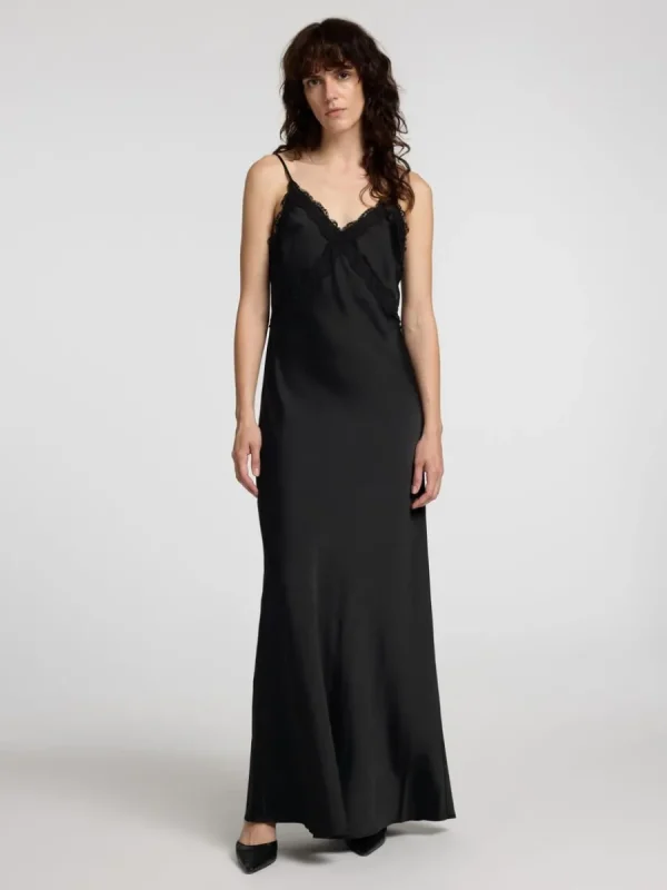 SELECTED SATINSPETS SLIP-KLÄNNING Black Shop