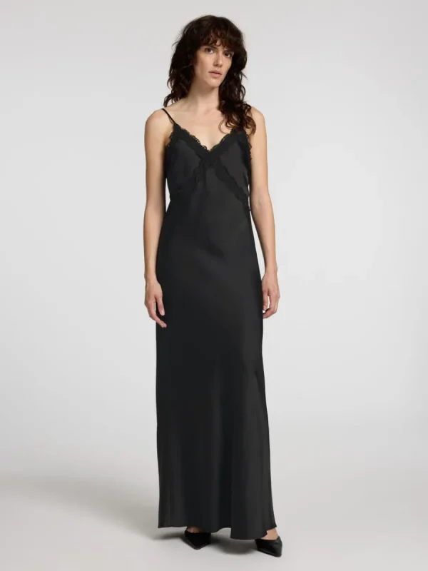 SELECTED SATINSPETS SLIP-KLÄNNING Black Shop