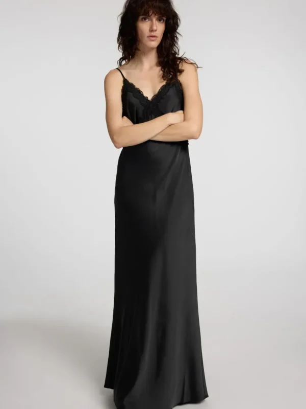 SELECTED SATINSPETS SLIP-KLÄNNING Black Shop