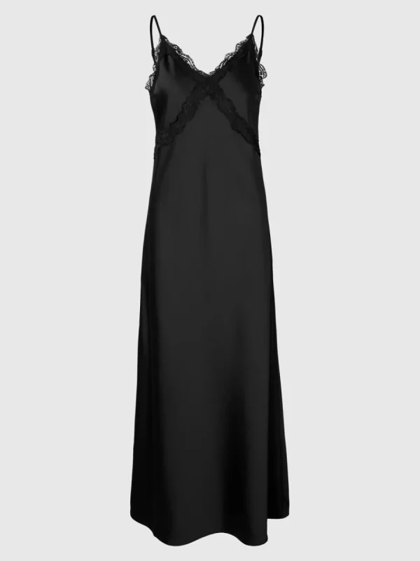 SELECTED SATINSPETS SLIP-KLÄNNING Black Shop