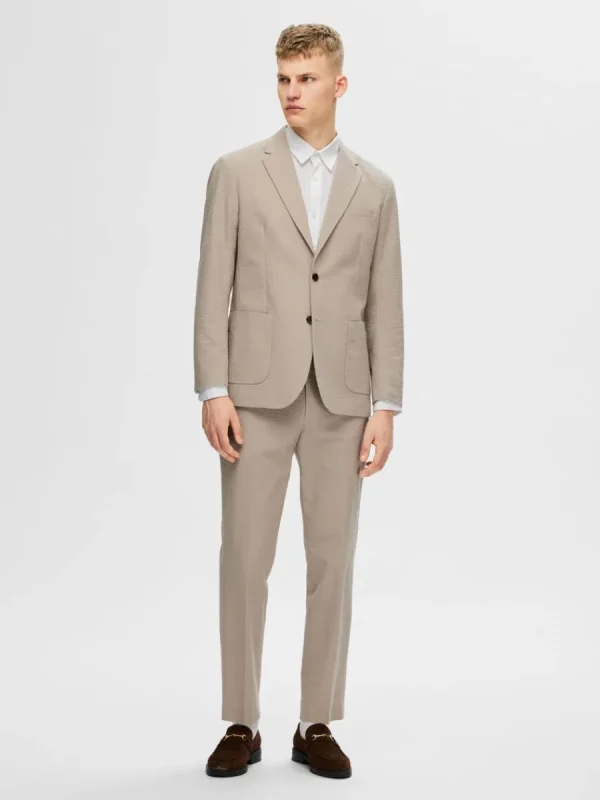 SELECTED SEERSUCKER KOSTYMBYXOR Beige Best Sale
