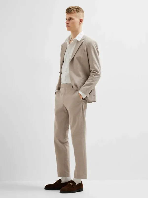SELECTED SEERSUCKER KOSTYMBYXOR Beige Best Sale