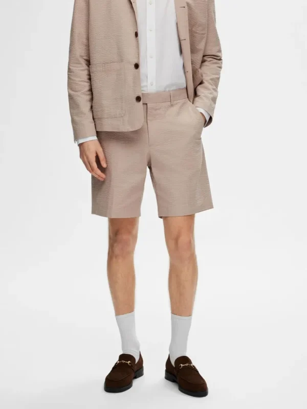 SELECTED SEERSUCKER SHORTS Beige Fashion