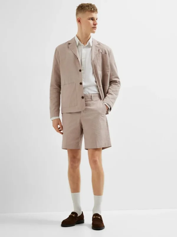 SELECTED SEERSUCKER SHORTS Beige Fashion