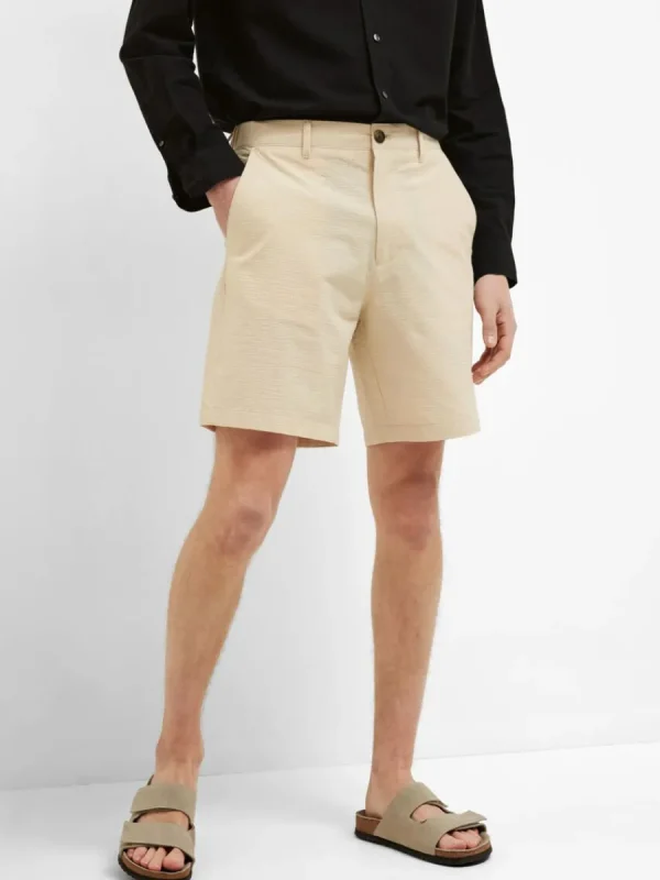 SELECTED SEERSUCKER SHORTS Beige Outlet