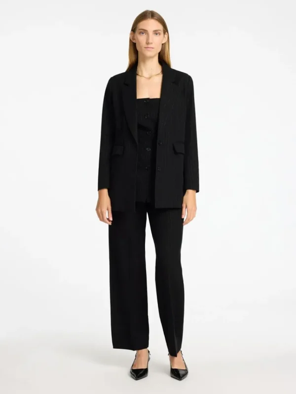 SELECTED SILVERKRITSTRECKSRANDIG ÖVERDIMENSIONERAD KAVAJ Black Discount