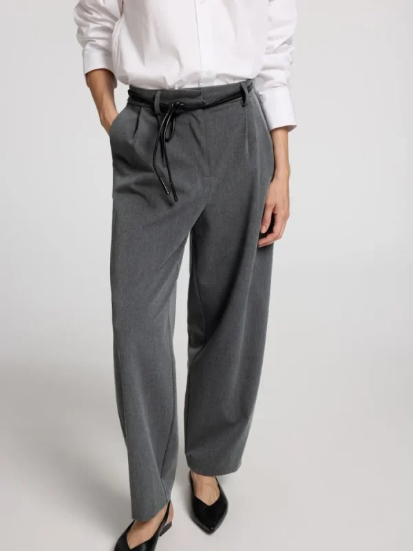SELECTED SKRÄDDARSYDDA - BARREL FIT-BYXOR Grey Cheap
