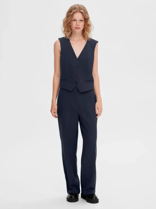 SELECTED SKRÄDDARSYDDA - BYXOR MED VIDA BEN Blue Shop