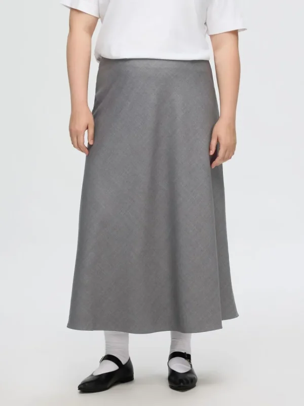 SELECTED SKRÄDDARSYDDA - MIDIKJOL Grey Discount