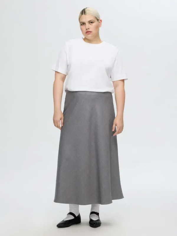 SELECTED SKRÄDDARSYDDA - MIDIKJOL Grey Discount
