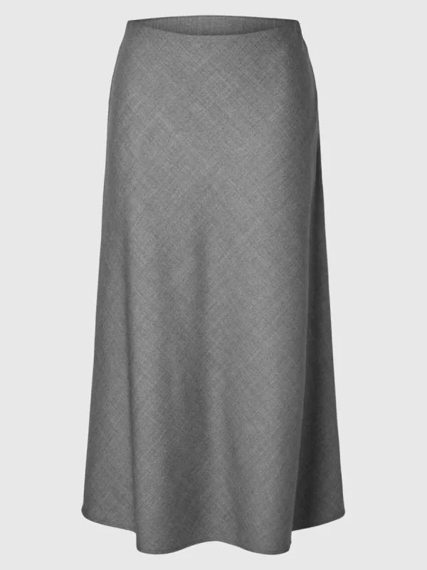 SELECTED SKRÄDDARSYDDA - MIDIKJOL Grey Discount