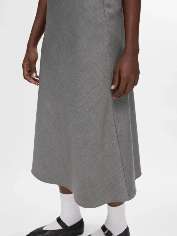 SELECTED SKRÄDDARSYDDA - MIDIKJOL Grey Discount