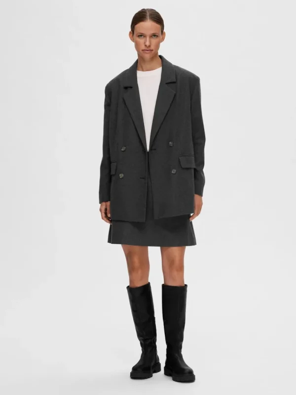 SELECTED SKRÄDDARSYDDA - MINIKJOL Grey Discount