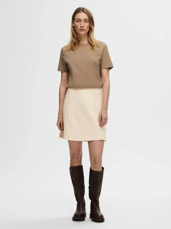 SELECTED SKRÄDDARSYDDA - MINIKJOL Beige Fashion