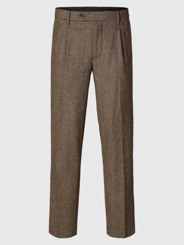 SELECTED SKRÄDDARSYDDA - RAKA BYXOR Brown Best