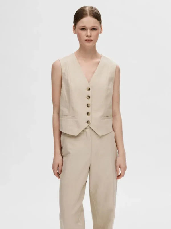 SELECTED SKRÄDDARSYDDA - VÄST Beige Cheap