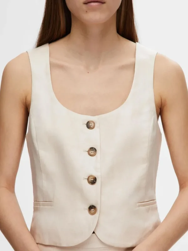 SELECTED SKRÄDDARSYDDA - VÄST Beige Outlet