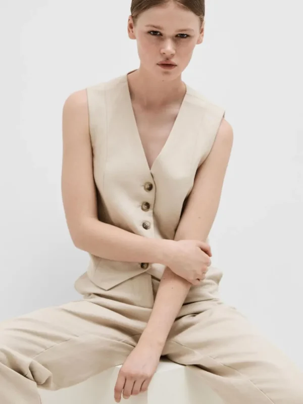 SELECTED SKRÄDDARSYDDA - VÄST Beige Cheap