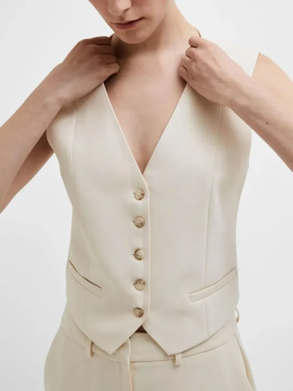 SELECTED SKRÄDDARSYDDA - VÄST Beige Online