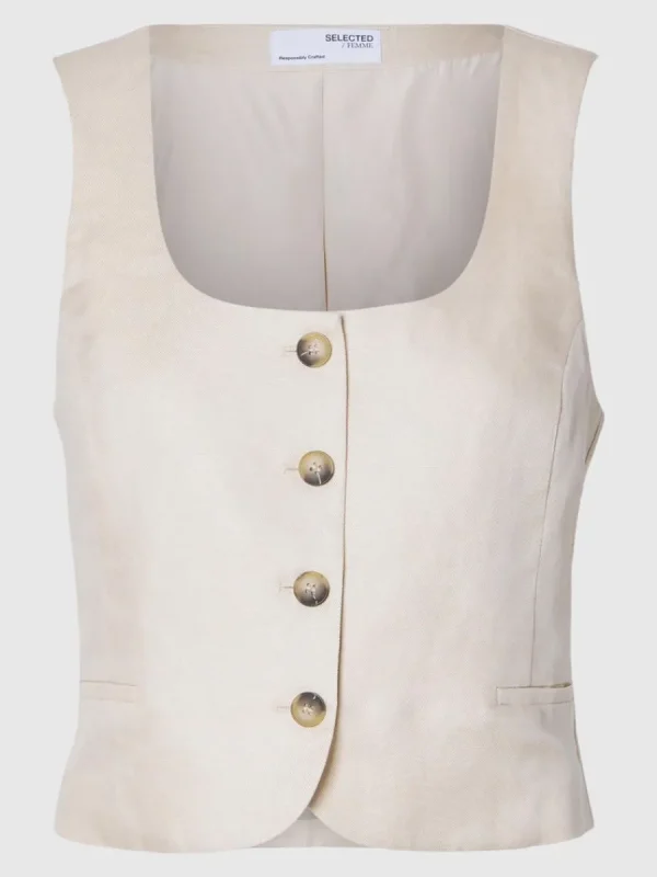 SELECTED SKRÄDDARSYDDA - VÄST Beige Outlet