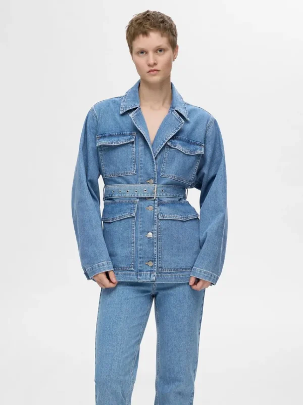 SELECTED SKÄRPFÖRSEDD JEANSJACKA Blue Shop